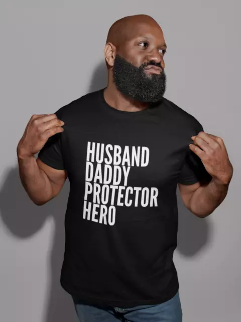 Husband Daddy Protector Hero Mens Adult T-Shirt New Dad Father's Day Gift Daddy