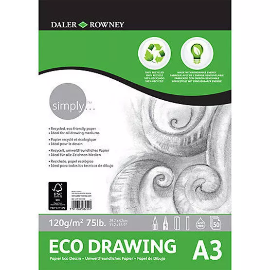 Daler Rowney Simply Eco Drawing Pad - 100% Recycled Paper - A3