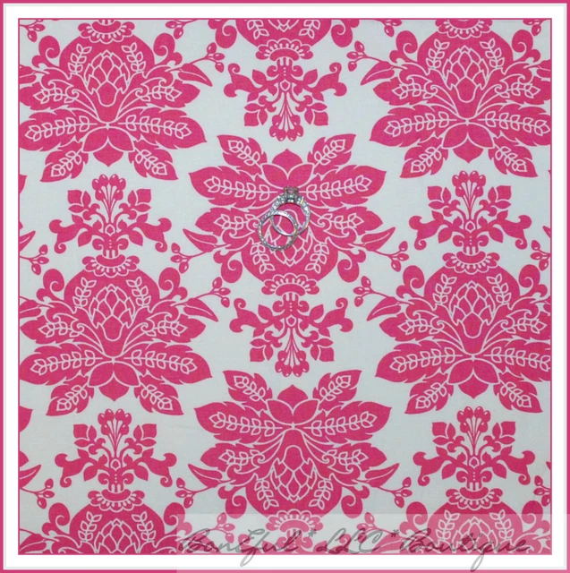 BonEful Fabric Cotton Quilt Cream Pink Rose Flower Damask Santorini Toile SCRAP