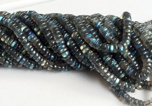 6mm Labradorite Uni Rondelle Perles, Bleu Feu Pierre Gemme , Flashy Bleu Pneu