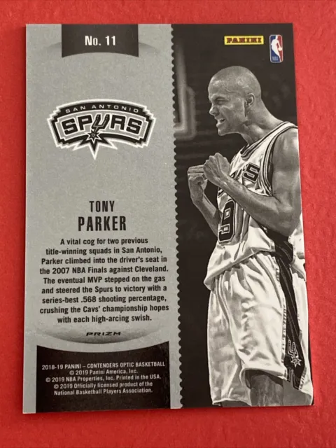 2018-19 Contenders Optic Tony Parker Winning Tickets Red Cracked Ice Prizm #11 2
