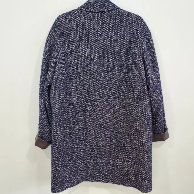 Pre-Owned Dawn Levy 'Kaba' Tweed Coat Navy Blue womens Size Large 3