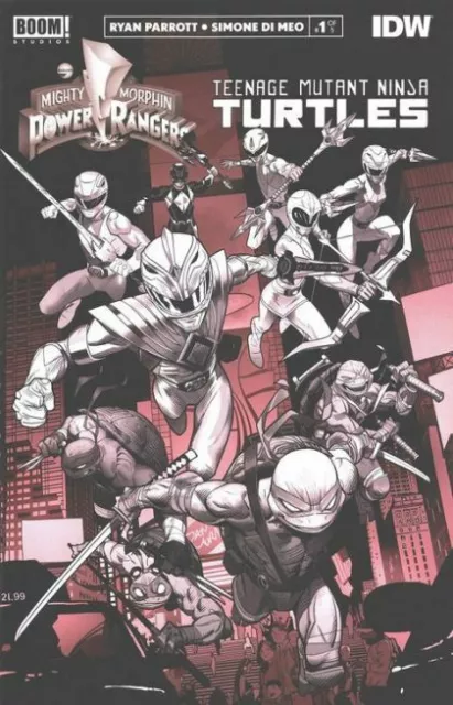 POWER RANGERS / TEENAGE MUTANT NINJA TURTLES #1 (2020) NM B&W Mora Cover Variant