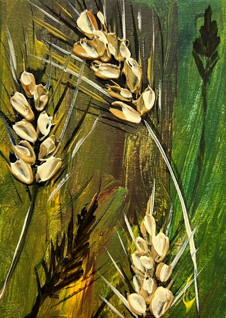 WHEAT PAINTING WHEAT Stalks Original Oil Art Farming Agriculture ...