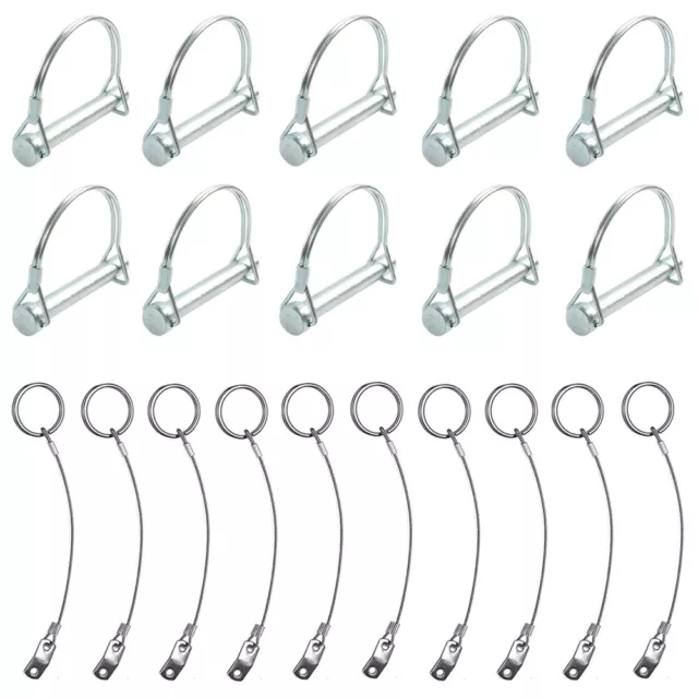 10x D-TYP Lock Pin & Rope Safety Coupler Pin Peg Verriegelungsstift für Anhänger