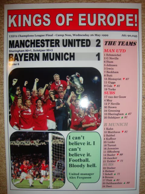 Manchester United 2 Bayern Munich 1 - 1999 Champions League - souvenir print