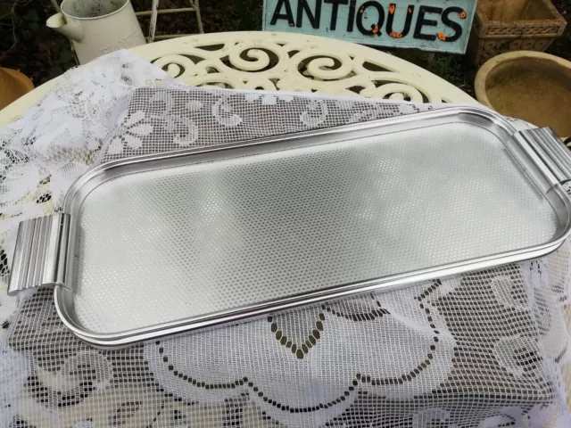 Vintage 1950s Woodmet Silver Aluminium Serving Drinks Tray