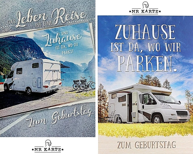 GLÜCKWUNSCHKARTE WOHNMOBIL GEBURTSTAGSKARTE Camping Freiheit Reise Karte Schild
