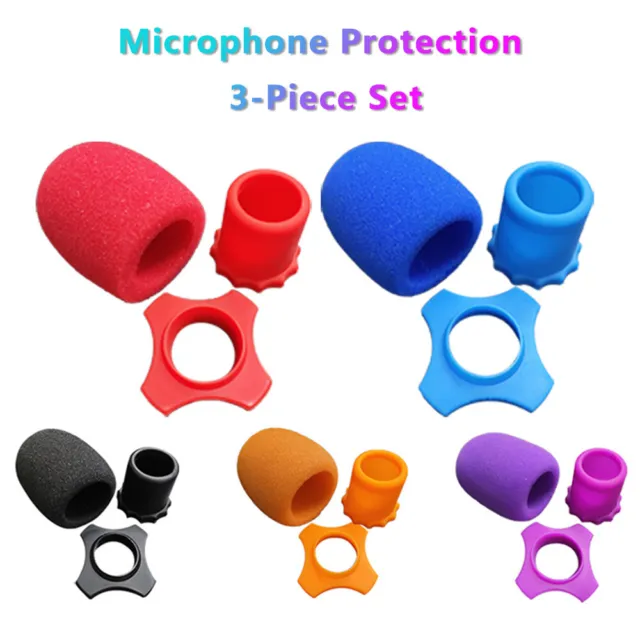 Handheld Stage Microphone Karaoke Windscreen Sponge Foam Mic Cover Protector Kit