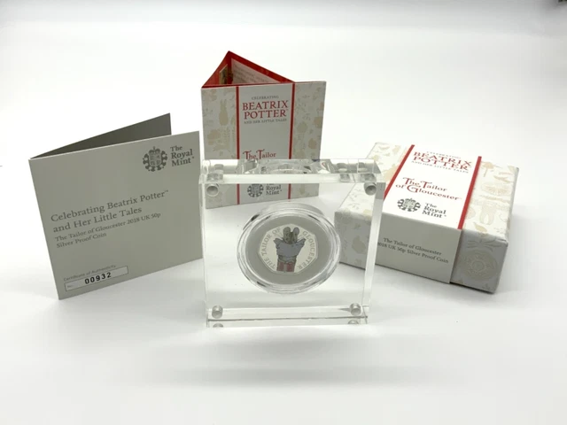 Royal Mint The Tailor of Gloucester 50p Silver Proof Coin Boxed With COA Mint