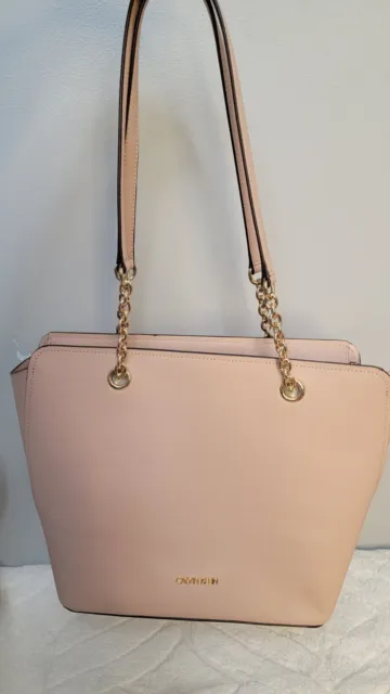 Calvin Klein Hailey Micro pebble Chain Tote Dusty Rose/Light Pink NWOT Valentine