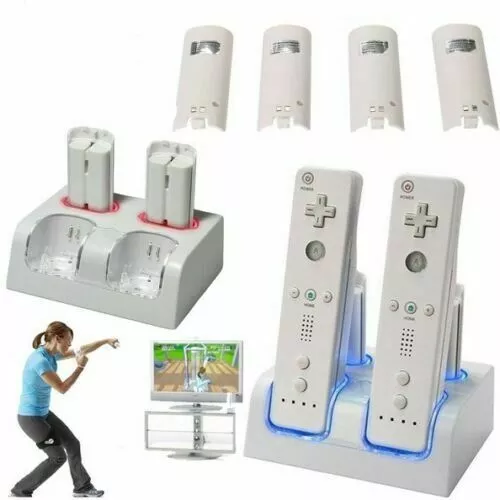 For Nintendo Wii Controller Charger Dock Station +2/4x Rechargeable Battery Pack 2