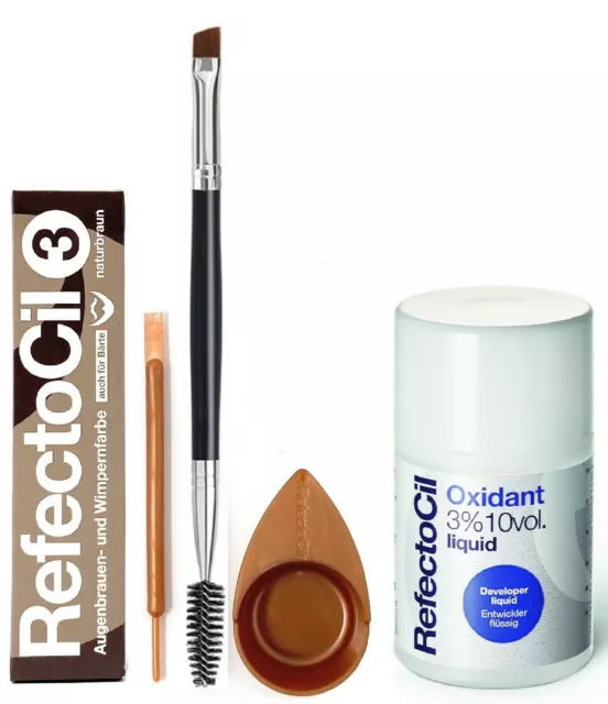 Set Augenbrauenfarbe Wimpernfarbe RefectoCil NATURBRAUN + Entwickler und Zubehör