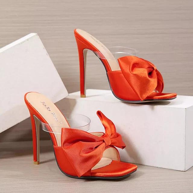 Escarpins Zara Talons Hauts Fins Rouge Orangé - Taille 39, Cuir Synthétique, Occasion Très Bon état