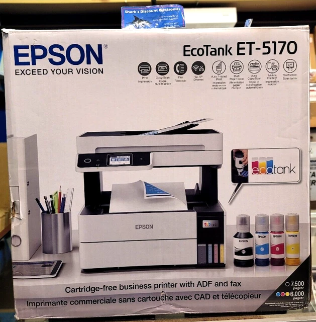 EPSON ECOTANK PRO ET5170 Color Inkjet AllInOne Printer White. OPEN