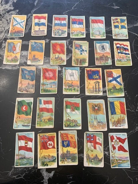 Vintage Tobacco Cards, Lot Of 27 Different Recruit Brand Flags Of All Nations