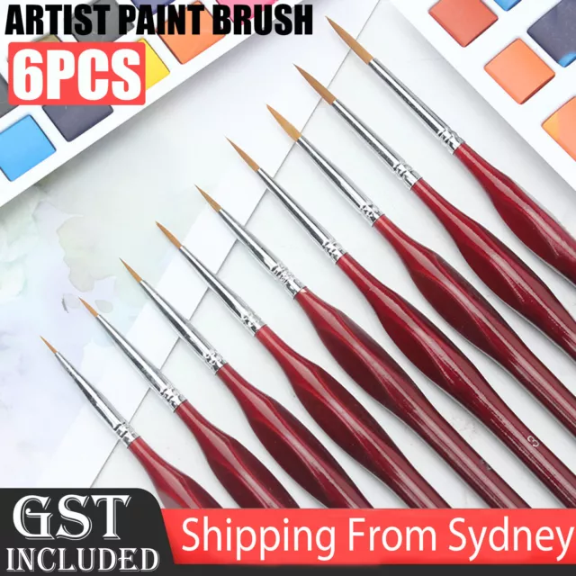 6pcs Artist Paint Brush Sable Hair Detail Miniature Brush Painting Brushes Set