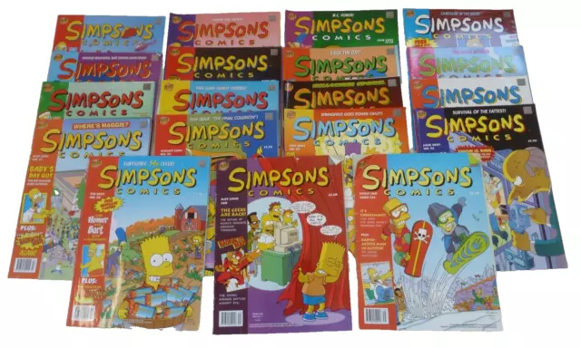 Job lot of 19 Bongo Simpsons Comics issues 35, 40, 50, 54-69 Bundle Charity