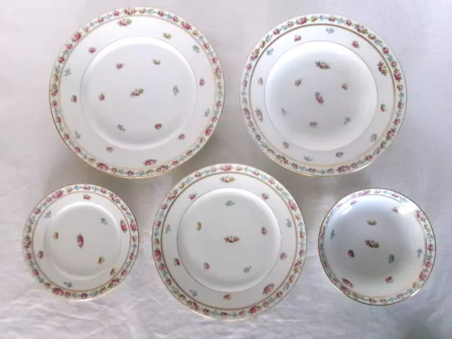 AHRENFELDT LIMOGES PETITE PINK ROSES & GOLD DINNER SET for 6 - Free Shipping 2