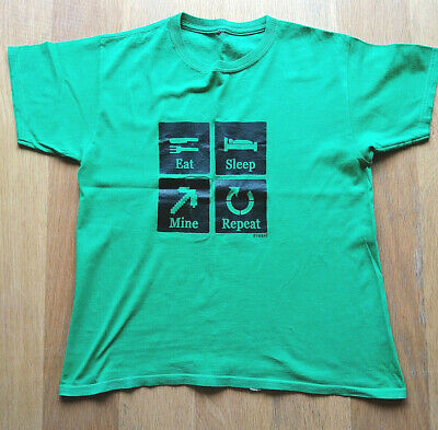 Minecraft 'mangiare. Dormire. i miei. ripetere "Verde Manica Corta T-Shirt-Size: M
