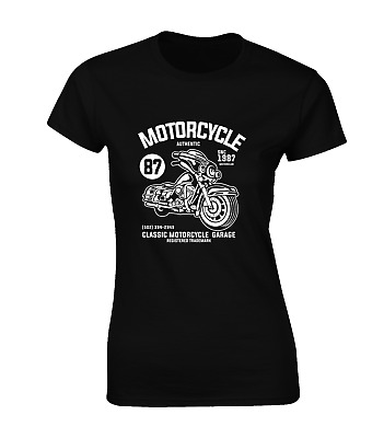 Motorcycle 87 Ladies T Shirt Cool Motorbike Biker Design Gift Idea Car Fan Top
