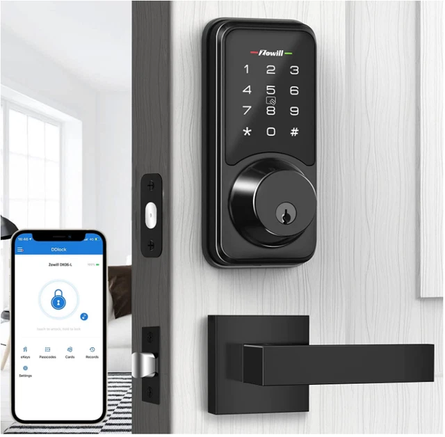 Smart Door Lock Set w/Deadbolt 3 in 1 Keyless Entry App Control IC Card Passcode