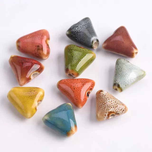 10pcs 16mm Triangle Handmade Ceramic Porcelain Loose Beads for Jewelry Making