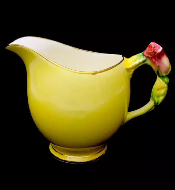 ROYAL WINTON GRIMWADES Creamer  Butter Yellow With Pink Flower England