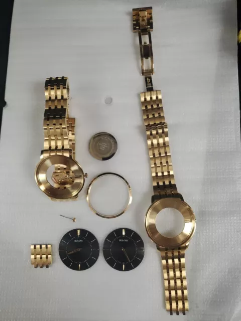 Lot 2 Unassembled Bulova 97A127 9T22 Classic Ultra Slim Gold Tone Men's Watch