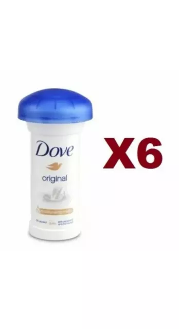 6 Pezzi Dove Deo Cream Original 50 Ml Deodorante Crema Idratante Corpo