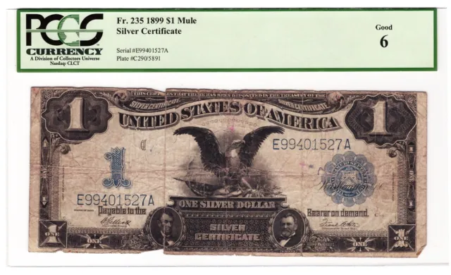 1899 Series One Dollar $1 Black Eagle Silver Certificate Large Note PCGS Good 6