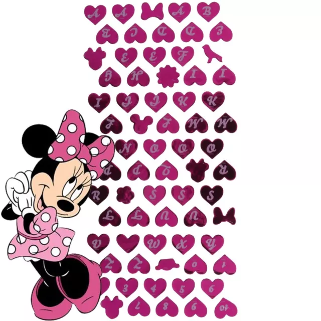 DISNEY PINK MINNIE MAUS AUFKLEBER personalisierter Buchstabe Zahl Aufkleber an der Wandtür