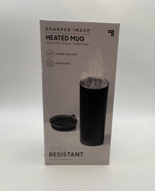 New In Box Sharper Image USB Powered Heated Mug, Double Insulated, Heated Base