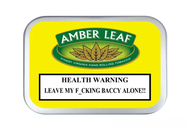 AMBER LEAF Cigarette Warning Stash Tobacco Baccy Pill Pocket Box Storage pot Tin