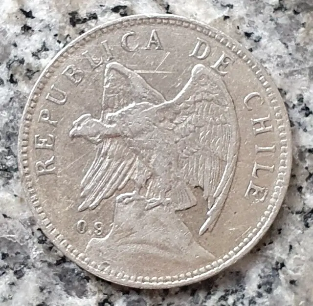 Chile 1 Peso 1910 Silbermünze - Republik Chile 1899 - 1968,