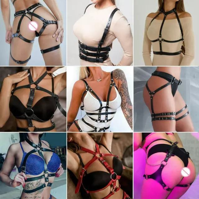 Frauen Sexy Leder Harness Körper Bondage Brust BH/Bein Bondage Gürtel Geschirr