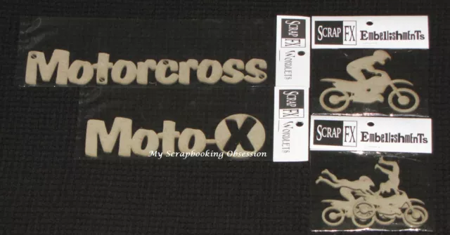 SCRAP FX Chipboard 'MOTOCROSS' Embellishments (Choose from 7 designs) Dirt Bike