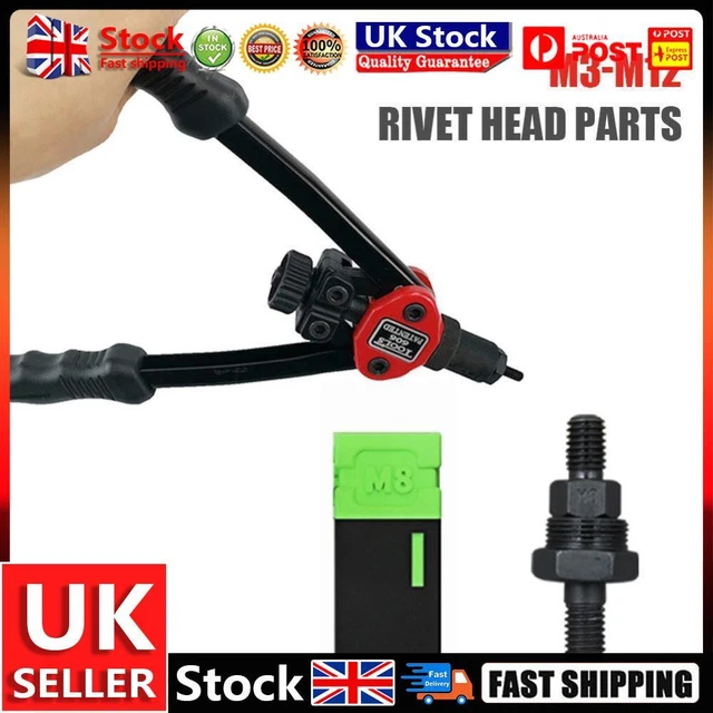 Rivets Nuts Insert Flat Head Threaded for Hand Riveter Gun Tools (M8) UK