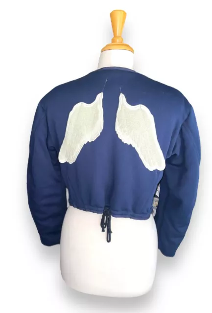 VTG yohji yamamoto cropped full-zip jacket with wings appliqué blue size 2 3