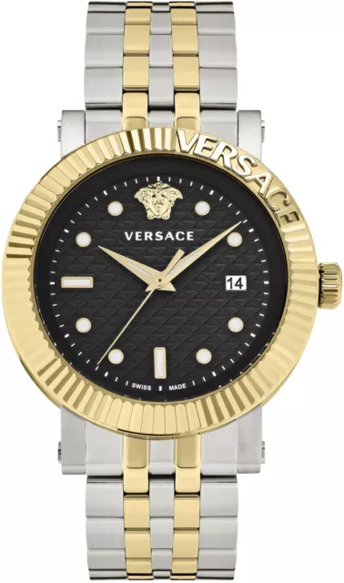 Versace VESR00822 New Gent Classic schwarz gold silber Edelstahl Herren Uhr NEU