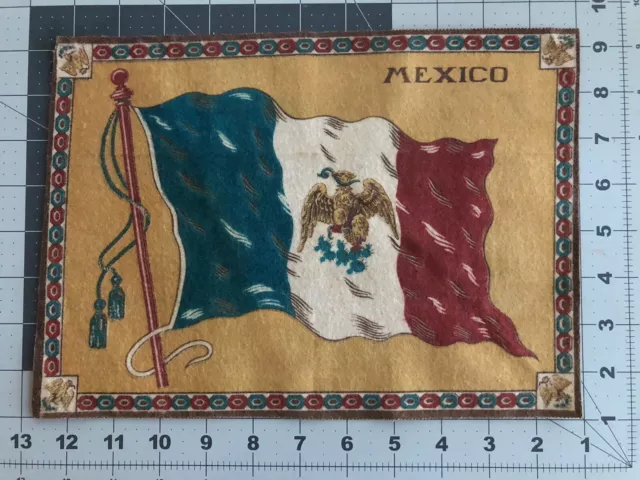 Antique Tobacco Felt Flannel 12x8” Mexico Flag Good Original Condition