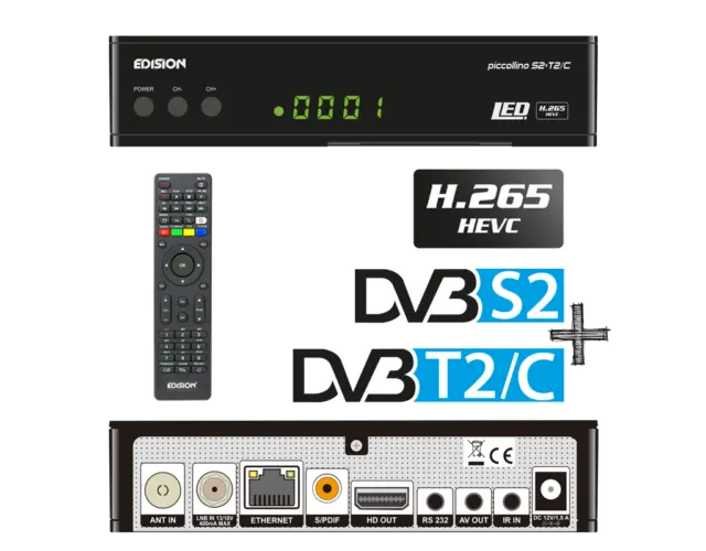 Decoder Edision Piccollino H.265 S2+T2/C Combo CONAX