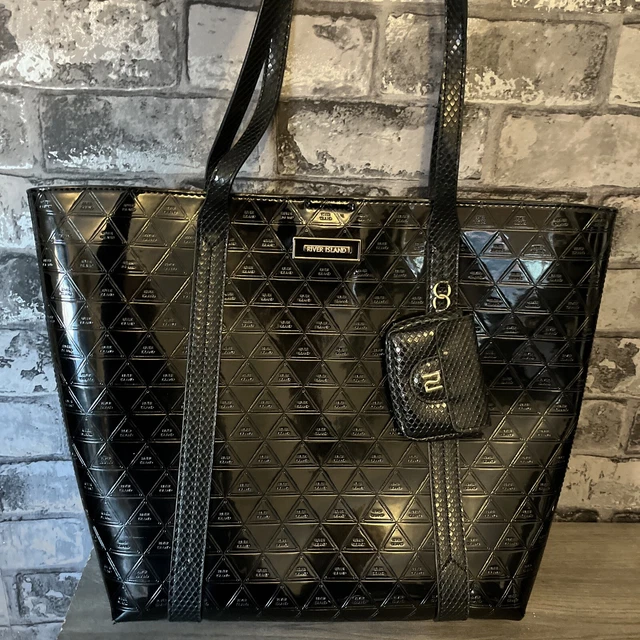 River Island Black Patent Ri Monogram Embossed Tote Bag