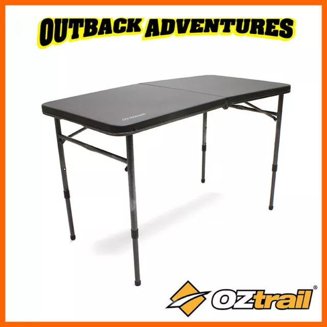 Oztrail Ironside 100Cm Fold In Half Table - Portable Camping Picnic New Model