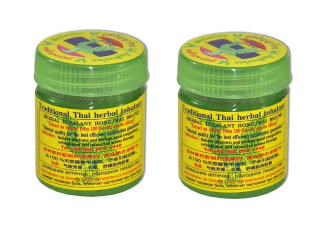 2 X Hong Thai Herbal Inhaler Tailandese Erbe Essenziale Oli Aromaterapia