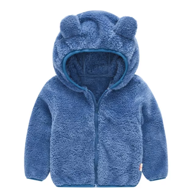 Fluffy Jacket Long Sleeve Skin-friendly Bear Ears Hooded Plush Hoodie Kids