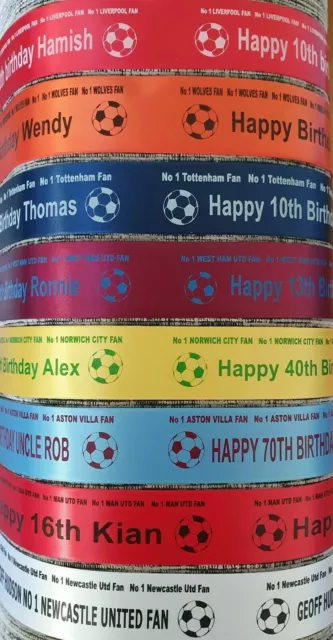 No 1 Football Fan Birthday Cake Ribbon 38mm All 92 teams available