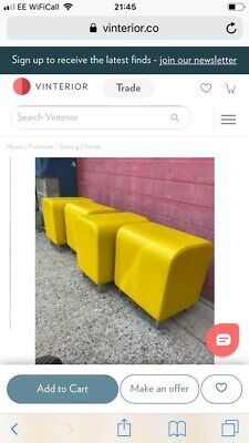 Vintage retro yellow cube stools with chrome legs great condition retro matching 3