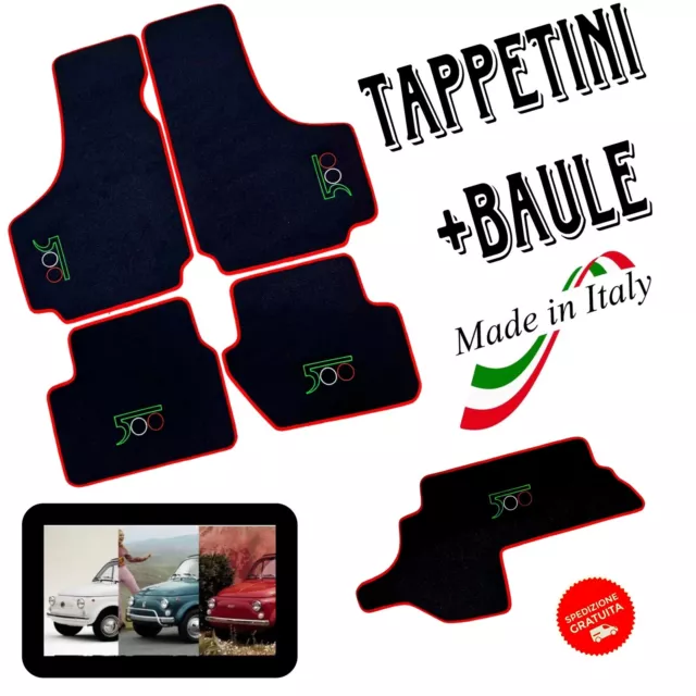 Tappetini Fiat 500 Epoca Dal 1957 Al 1975 *compatibili*+ Tappetino Baule