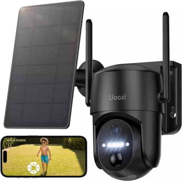 Uoozi 2K Caméra Surveillance Dôme WiFi Extérieure sans Fil Solaire, Orientable 3